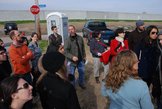 Presentation by Bryan Mouton (Tulane School of Architecture's URBANbuild) in the Lower Ninth Ward.